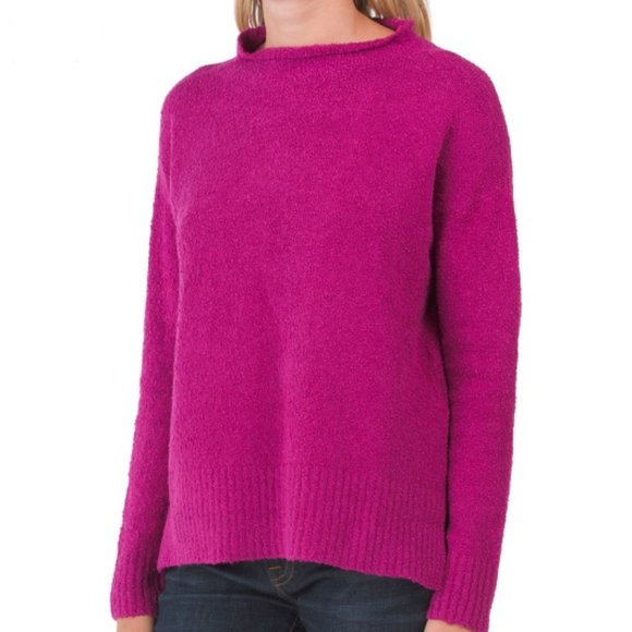 Eileen Fisher Sweaters | Eileen Fisher Large Boucle Funnel Neck Sweater | Color: Pink | Size: L | Find4fun's Closet